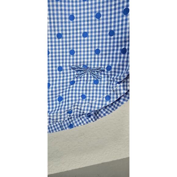 Talbots Large Shirt Top White and Blue Polka Dot Button Down Front Long Sleeve - Picture 5 of 8